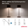 Zafferano, Olivia Pro Lampe mit Goldfarbenes Blatt, Tragbare und Wiederaufladbare Tischlampe mit Touch Control, Geeignet für Wohnzimmer und Außenbereich, Dimmer, 2700-3000 K, Höhe 35 cm