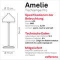 Zafferano, Amelie Lampe, Wiederaufladbare und Kabellose Tischlampe mit Touch Control, Geeignet für den Innen- und Außenbereich, Dimmer, 2200-3000 K, Höhe 34 cm, Farbe Weiß