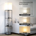 SUNMORY Stehlampe Wohnzimmer, Regal Dimmbar Inklusive 3-Farbtemperatur-LED-Lampe, Stehleuchte für Wohnzimmer, Schlafzimmer, Arbeitszimmer und Büro, Schwarz