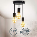 B.K.Licht - Deckenlampe mit E27 Fassung, max. 60 Watt, Vintage, Deckenleuchte, Lampe, Wohnzimmerlampe, Schlafzimmerlampe, Küchenlampe, Deckenbeleuchtung, Retro, Flur, 19x31 cm, Schwarz