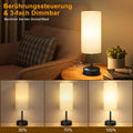Kakanuo Nachttischlampe Touch Dimmbar, Tischlampe mit USB A+C+Steckdose Ladefunktion, Lampenschirm aus Leinenstoff, Lampe für Nachttisch Wohnzimmer Schlafzimmer Kinderzimmer Büro(Inklusive Birne)