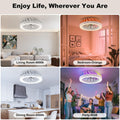 Ateroll Deckenventilator mit Beleuchtung, Ø46CM RGB Deckenventilator mit Licht und Fernbedienung, 6 Windstufen 3000K-6500K Dimmbare LED Leise Timer Deckenlampe mit Ventilator für Schlafzimmer, Wohn