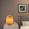 DAXGD Tischlampe für den Innenbereich, E27 Retro-Bambus-Schreibtischlampe, handgefertigtes Nachtlicht im Bohemian-Stil für Schlafzimmer, Wohnzimmer, Kinderzimmer