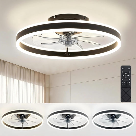 EKDADL 50cm Deckenventilator mit Beleuchtung und Fernbedienung Leise, Dimmbar Deckenlampe mit Ventilator, Modern Deckenleuchte Ventilator mit Licht für Schlafzimmer Wohnzimmer, Umkehrbaren DC Motor