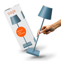 SIGOR Nuindie 2.0 - Dimmbare LED Akku-Tischlampe Indoor & Outdoor, IP54 spritzwassergeschützt, Höhe 38 cm, aufladbar mit USB-C, 12 h Leuchtdauer, delfinblau