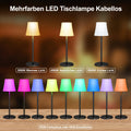 Suright Tischlampe Kabellos, Akku Tischleuchte Stufenlose Dimmbare 3 Farbmodi+RGB, Touch Control LED Tischlampe IP54 Wasserdicht für Restaurant, Schlafzimmer, Party, Camping, Kaffeehaus