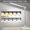 iVict Dual Swing Arm LED Schreibtischlampe, 5-Modi Touch Control Helligkeitsstufen Schreibtischlicht mit 45-Minuten Auto-Off Timer, USB-Ladeanschluss, Speicherfunktion, Schreibtischlampen für Kinder
