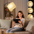 GLUROO Stehlampe Wohnzimmer mit Fernbedienung, Modern Standleuchte Bogenlampe mit 3 Farbwechsel, Stufenlose Helligkeit, Dimmbar LED Stehleuchte mit Fußschalter