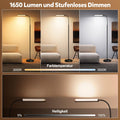 HANDSONIC LED Stehlampe Dimmbar 18W 1650LM Schwarz,Standleuchte Wohnzimmer mit 360° Schwanenhals & Unendlich Dimmer (3000K-6500K),Leselampe Fernbedienung (Retro)