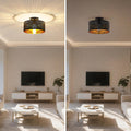 FRIDEKO HOME Moderne Deckenlampe Schwarz,Durchbrochener Rund Ø30cm Deckenleuchte E27 One Flammige Stoff Lampenschirm Lampe für Schlafzimmer Wohnzimmer Küche Flur