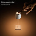 SIGOR Nuindie pocket - Dimmbare kleine LED Akku-Tischlampe Indoor & Outdoor, IP54 spritzwassergeschützt, Höhe 21 cm, aufladbar mit USB-C, 7 h Leuchtdauer, salbeigrün