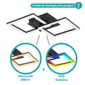EGLO LED Deckenleuchte RGBIC, geometrische Deckenlampe mit Lichteffekten, Gaming Zimmer und Party Deko, Deckenbeleuchtung mit Fernbedienung, warmweiß und RGB, Metall in Schwarz