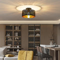 FRIDEKO HOME Moderne Deckenlampe Schwarz,Durchbrochener Rund Ø30cm Deckenleuchte E27 One Flammige Stoff Lampenschirm Lampe für Schlafzimmer Wohnzimmer Küche Flur