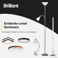 Brilliant Spari Deckenfluter mit Leselampe schwarz, weiß – LED Stehlampe – 1,8 m Standleuchte – für LED-Leuchtmittel geeignet (E27 & E14 Fassung) – mit verstellbarem Lesearm