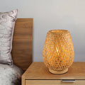 DAXGD Tischlampe für den Innenbereich, E27 Retro-Bambus-Schreibtischlampe, handgefertigtes Nachtlicht im Bohemian-Stil für Schlafzimmer, Wohnzimmer, Kinderzimmer