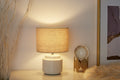 Pauleen 48219 Bright Soul Tischleuchte max. 20 Watt handgefertigt Creme, Beige Nachttischlampe im Boho Look aus Stoff, Keramik E14