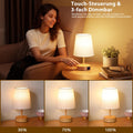 PreeOtti Nachttischlampe Touch Dimmbar, Tischlampe mit USB A+C-Ladefunktion