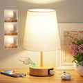 PreeOtti Nachttischlampe Touch Dimmbar, Tischlampe mit USB A+C-Ladefunktion