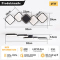 LED Deckenleuchte Dimmbar Deckenlampe mit Fernbedienung Wohnzimmerlampe Schwarze 45W Schlafzimmerlampe Deckenbeleuchtung 92cm Rechteckige Lampen Modern-Design Küchenlampe für Esszimmer Restaurant Flur