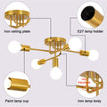 DELIPOP Deckenleuchte Vintage - 5 Flammig E27 Retro Deckenlampe Kronleuchter Gold Modern für Wohnzimmer Esszimmer Flur Restaurant Hotel Café