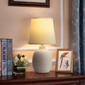 Aigostar Tischlampe Keramik Tischleuchte Lampe für Nachttisch Beistelltisch Nachttischlampe Stoffschirm E14 Vintage Retro
