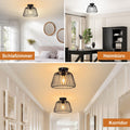 SERBASIC Deckenleuchte Schwarz Deckenlampe Led Dimmbar mit Glühbirne, Modern aus Metall E27 Deckenleuchte mit Stoffabdeckung, Deckenlampe Vintage Industrial für Küche Wohnzimmer Schlafzimmer Esszimmer