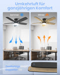 Airwit Deckenventilator mit Beleuchtung 106cm, leise, doppelseitige Flügel