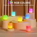 Auxmir Nachtlicht Nachttischlampe Touch Dimmbar mit 256 RGB Farben 5 Modi, Tischlampe Kabellos USB Aufladbar Timing Funktion, Tragbar LED Lampe Holzmaserung, Stilllicht für Schlafzimmer Wohnzimmer