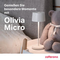 Zafferano, Olivia Micro Lampe, Kabellose, Wiederaufladbare Tischlampe mit Touch Control, Auch für den Außenbereich Geeignet, Dimmer, 2200-3000 K, Höhe 20 cm, Farbe Dunkelgrau