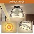 SERBASIC Deckenleuchte Schwarz Deckenlampe Led Dimmbar mit Glühbirne, Modern aus Metall E27 Deckenleuchte mit Stoffabdeckung, Deckenlampe Vintage Industrial für Küche Wohnzimmer Schlafzimmer Esszimmer