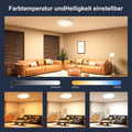 DetarZinLED 30cm Deckenlampe mit Fernbedienung, 24W Flach Rund Led Deckenleuchte, Dimmbar Rgb Farbwechsel Decken Lampe 3000K-6500K 2700LM IP44 für Wohnzimmer Jugendzimmer Badezimmer[ Energieklasse E]