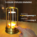 Tischlampe kabellos – Dimmbare Akku-Tischlampe 2000mAh mit Touchsteuerung, 3 Lichtfarben, USB-C, Aluminium, LED Tischlampe für Innen & Außen, Terrasse, Restaurant, Schlafzimmer, Gold 1er Set