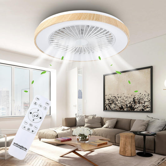 Deckenventilator mit Beleuchtung für Schlafzimmer, Ø48cm, Leise DC Motor 20W, Fernbedienung, 6-Gang, Moderne LED 40W Deckenleuchte mit Ventilator, RGB, Dimmbar, 3000K-6000K, Sommer Winterbetrieb.