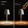 SIGOR Nuindie 2.0 mini - Dimmbare kleine LED Akku-Tischlampe Indoor & Outdoor, IP54 spritzwassergeschützt, Höhe 25 cm, aufladbar mit USB-C, 12 h Leuchtdauer, nachtschwarz