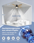 Airwit Deckenventilator mit Beleuchtung 106cm, leise, doppelseitige Flügel