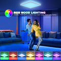 RGB LED Deckenleuchte Dimmbar mit Fernbedienung, 24W 2400LM Deckenlampe Farbwechsel, 3000K-6500K IP54 Wasserfest flach LED Panel für Wohnzimmer Schlafzimmer Kinderzimmer Küche Badezimmer 30x2.5cm