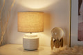 Pauleen 48219 Bright Soul Tischleuchte max. 20 Watt handgefertigt Creme, Beige Nachttischlampe im Boho Look aus Stoff, Keramik E14