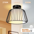SERBASIC Deckenleuchte Schwarz Deckenlampe Led Dimmbar mit Glühbirne, Modern aus Metall E27 Deckenleuchte mit Stoffabdeckung, Deckenlampe Vintage Industrial für Küche Wohnzimmer Schlafzimmer Esszimmer