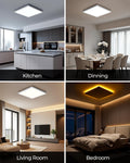 BLNAN LED Deckenleuchte Flach Dimmbar, 24W Deckenlampe mit Fernbedienung, 2000K Nachtlicht Warm, 3000K-6500K Decke Lampe für Schlafzimmer Wohnzimmer Kinderzimmer, Eckig Weiß 30CM