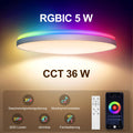 ToyGlee LED Deckenleuchte Dimmbar, 36W Ø30cm Smart RGBIC LED Deckenlampe mit Fernbedienung, Funktioniert mit Alexa & Google Assistant, Deckenleuchten für Schlafzimmer, Wohnzimmer