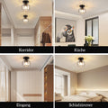 ZMH Deckenleuchte Schwarz Deckenlampe Kristall: Modern Flurlampe E27 Küchenlampe mit Metall Rahmen Vintage Innen Deckenbeleuchtung für Flur Korridor Küche Balkon Wohnzimmer Hotel (Ohne Leuchtmittel)