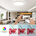LEZOE 18W RGB LED Deckenleuchte Dimmbar mit Fernbedienung, 1800LM LED Deckenlampe Dimmbar RGB Farbwechsel, 3000K-6500K IP54 Flach Panel für Wohnzimmer Schlafzimmer Kinderzimmer Küche Bad φ22x2.5cm