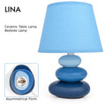 Nachttischlampe "Lina" (Blau) Tischleuchte Keramik Tischlampe mit Stoffschirm, LED geeignet, E14 230V Keramik, Tischlampe, Nachttischleuchte, Fenster Lampe, Sofalampe. Fensterbank Lampen