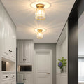 Sxtiger Kristall Deckenleuchte Gold, Moderne Runde Deckenlampe E27 Kristall Lampe Flur Decke Wohnzimmer Schlafzimmer Küche Eingang Kronleuchter