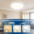 ONDTA LED Deckenleuchte Dimmbar 22W, 2800LM 2700K-6500K Deckenlampe mit Fernbedienung, IP44 Badezimmer lampe LED Panel für Küche Kinderzimmer Schlafzimmer Flur, Weiß, Rund-Ø42 CM