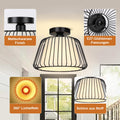 SERBASIC Deckenleuchte Schwarz Deckenlampe Led Dimmbar mit Glühbirne, Modern aus Metall E27 Deckenleuchte mit Stoffabdeckung, Deckenlampe Vintage Industrial für Küche Wohnzimmer Schlafzimmer Esszimmer