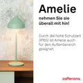 Zafferano, Amelie Lampe, Wiederaufladbare und Kabellose Tischlampe mit Touch Control, Geeignet für den Innen- und Außenbereich, Dimmer, 2200-3000 K, Höhe 34 cm, Farbe Weiß