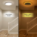 Matane LED Deckenleuchte Dimmbar mit Fernbedienung, 18W Ø22cm Deckenlampe mit 5W Nachtlicht Warm Lampen, 3000K-6500K Dimmbar Flach Panel für Schlafzimmer Kinderzimmer Badezimmer Flur-Rund Weiß