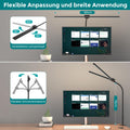 vatato Doppelkopf Schreibtischlampe LED, Dimmbar 24W 80CM Schreibtischlampe für Homeoffice, klemmbar Augenschutz Tageslichtlampe mit Fernbedienungen, 5 Farb 5 Helligkeit Büro Tischlampe (schwarz)