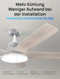 DREO Smart Deckenventilator mit Licht, 132 cm, 12 Geschwindigkeiten(APP), 3 Modi, stufenlos dimmbares LED-Beleuchtung, leiser DC-Motor, 12H-Timer, Fernbedienung/Alexa, für Innenräume, Weiß